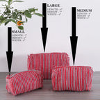 Indian Handmade Red Striped Print Toiletries Bags