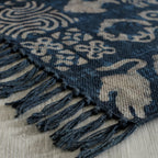 Block Printed Indigo Blue Animal Print Rug