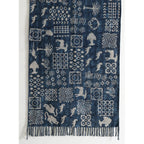 Block Printed Indigo Blue Animal Print Rug