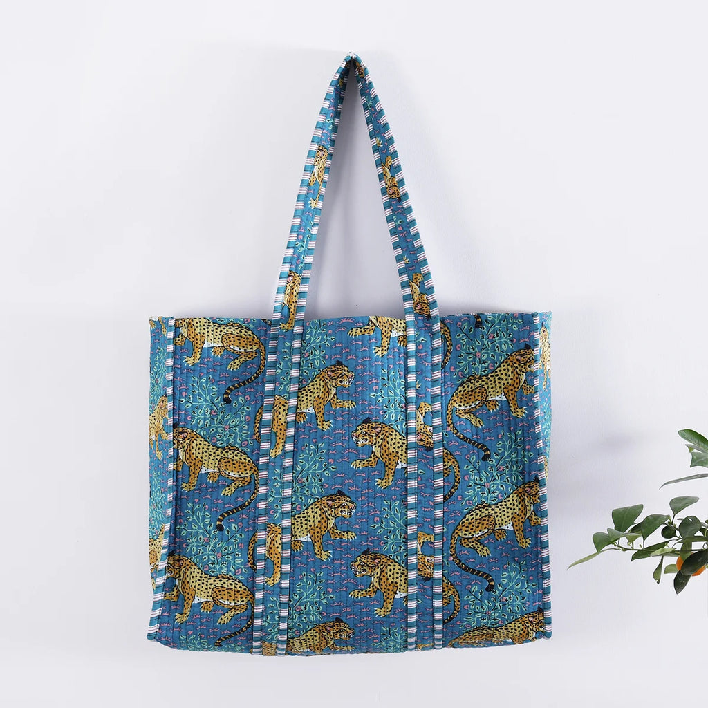 Jaguar Print Reusable Quilted Shopping Bags