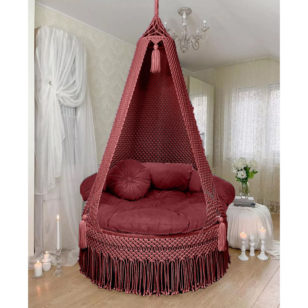 Macrame jhula in maroon lifestyle
