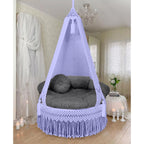 Macrame balcony jhula in periwinkle