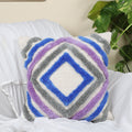 Hand-tufted diamond pattern cushion cover styled on sofa
