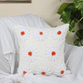 Hand-tufted flower cushion cover styled on sofa