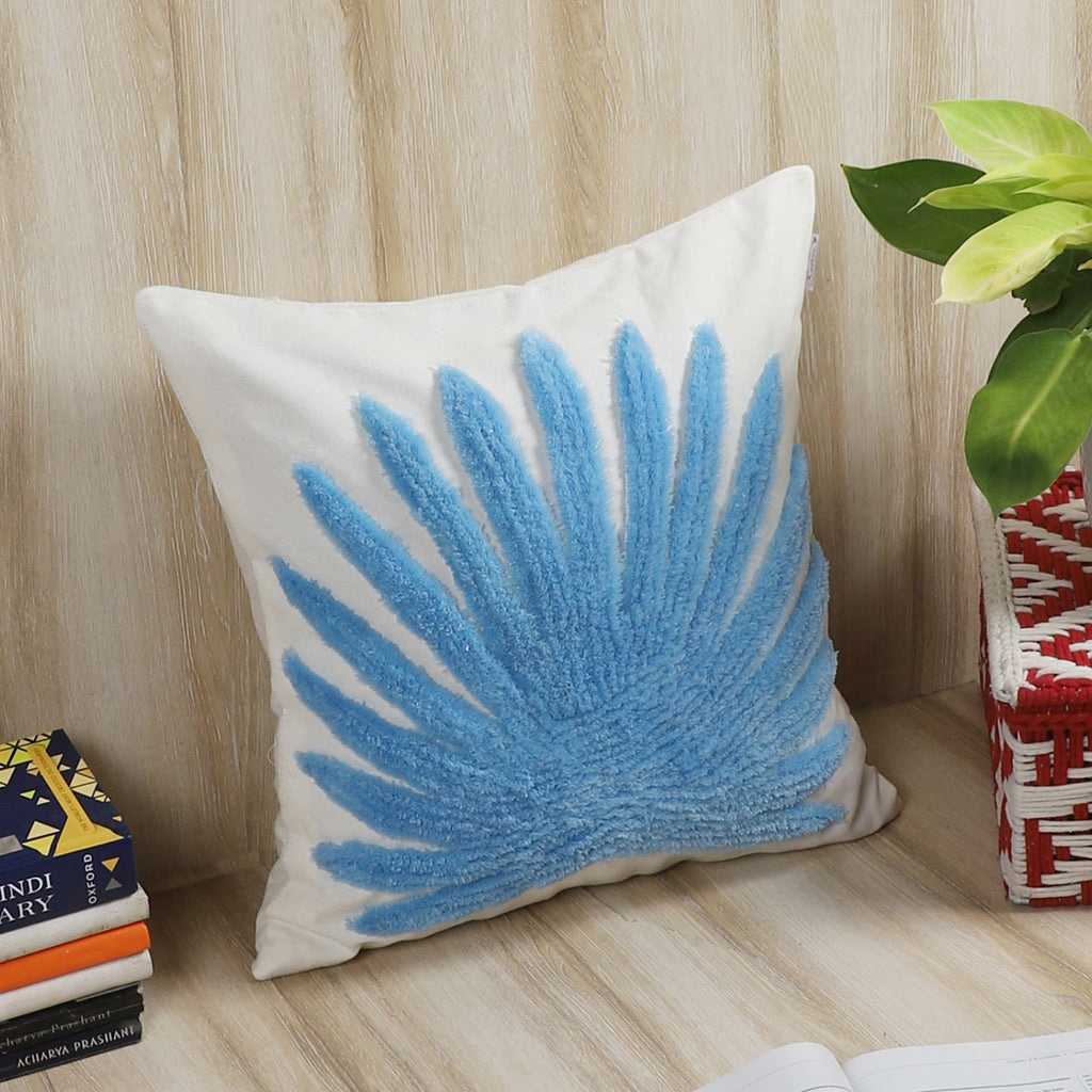 Hand-tufted sunrise cushion cover styled on sofa