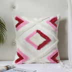 Diamond geometric hand-tufted cushion cover styled on a sofa