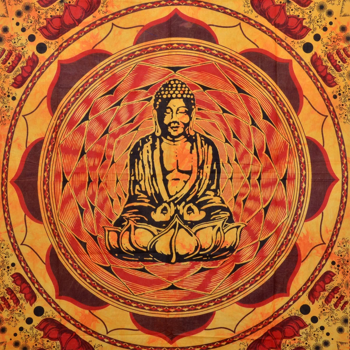 Lotus Buddha Printed Cotton Twin Wall Hanging
