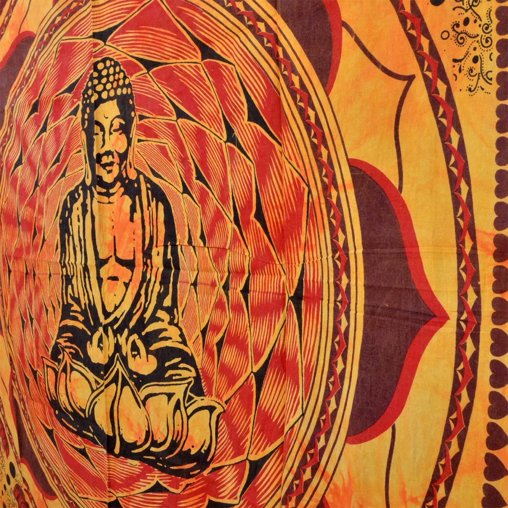 Lotus Buddha Printed Cotton Twin Wall Hanging