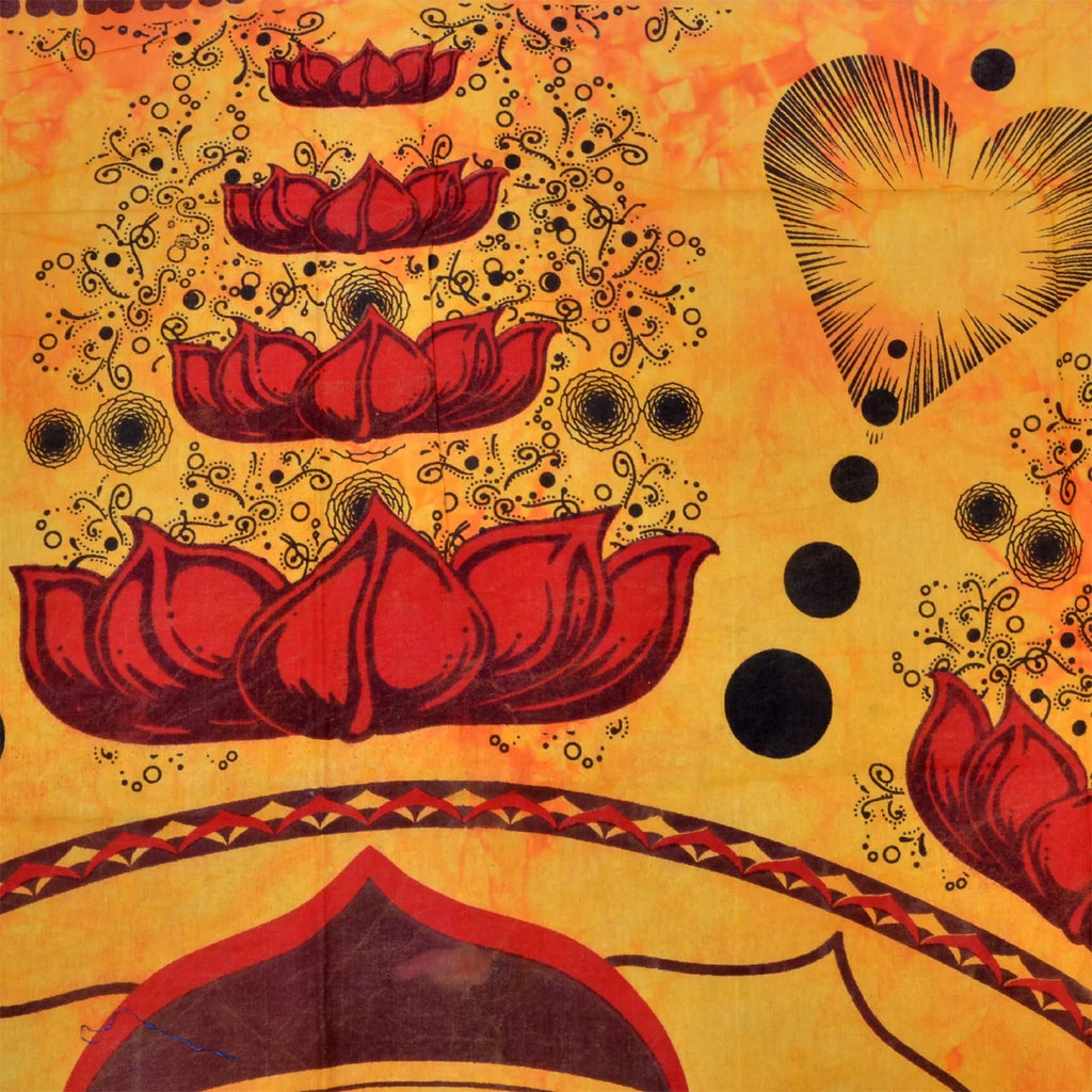 Lotus Buddha Printed Cotton Twin Wall Hanging