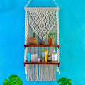 2-Tier Macrame Wall Shelf in Butterfly Pattern