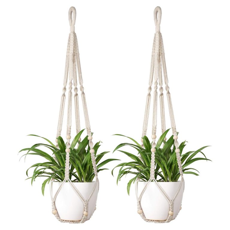 Handmade Cotton Rope Hanging Planters Flower Pots | Set Of 2