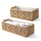 Jute macrame table baskets angle — handwoven natural fibre India