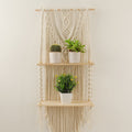 Handmade Macrame Wall Hanging 2-Tier Shelf Planter