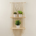 Handmade Macrame Wall Hanging 2-Tier Shelf Planter