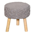 Close-up of grey cotton rope knotting on ottoman stool