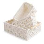 Set of 3 macrame baskets featured — handwoven by Indian artisans