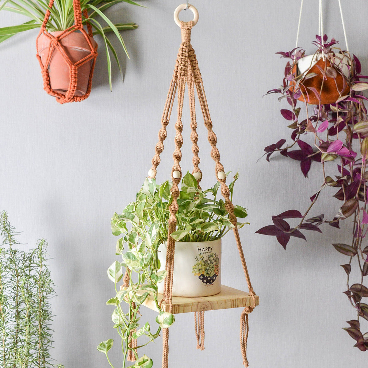 Macrame Planter in Square Shape - main view