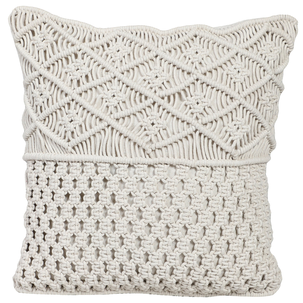Off-white macrame sofa cushion cover flat