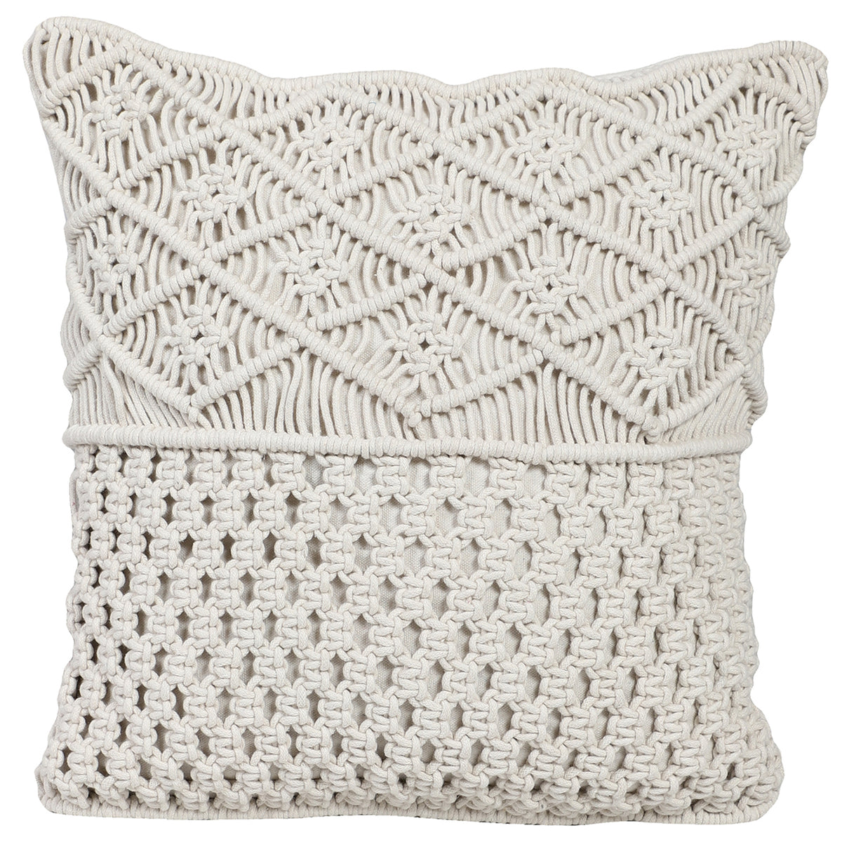 Off-white macrame sofa cushion cover flat