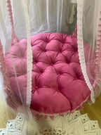 Macrame swing bed cushion detail