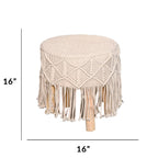 Macrame ottoman stool dimensions diagram