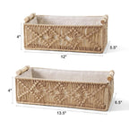 Jute macrame table baskets size guide — handwoven India