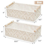 Handwoven storage baskets with wooden handles size guide — India