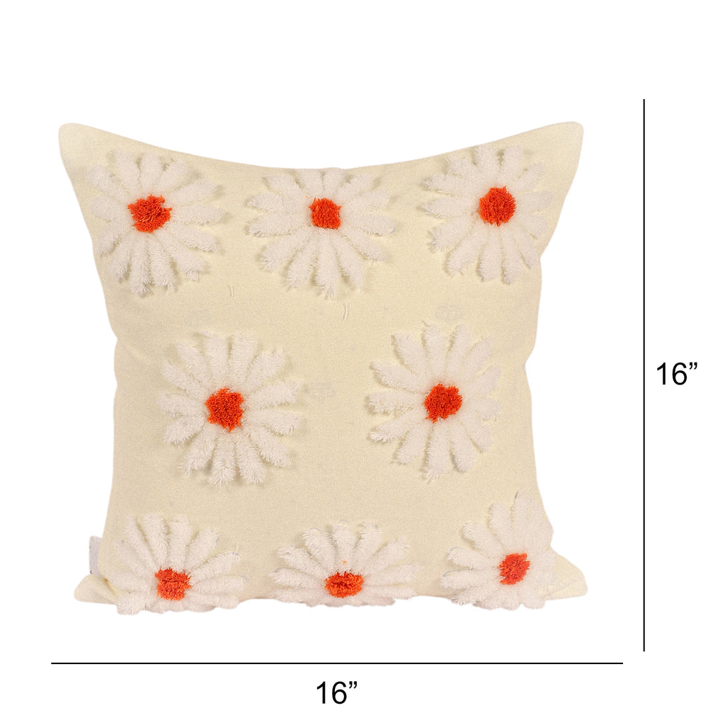 Hand-tufted flower cushion cover size measurement chart