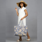 Men & Women Blue Beige Grocery Bags