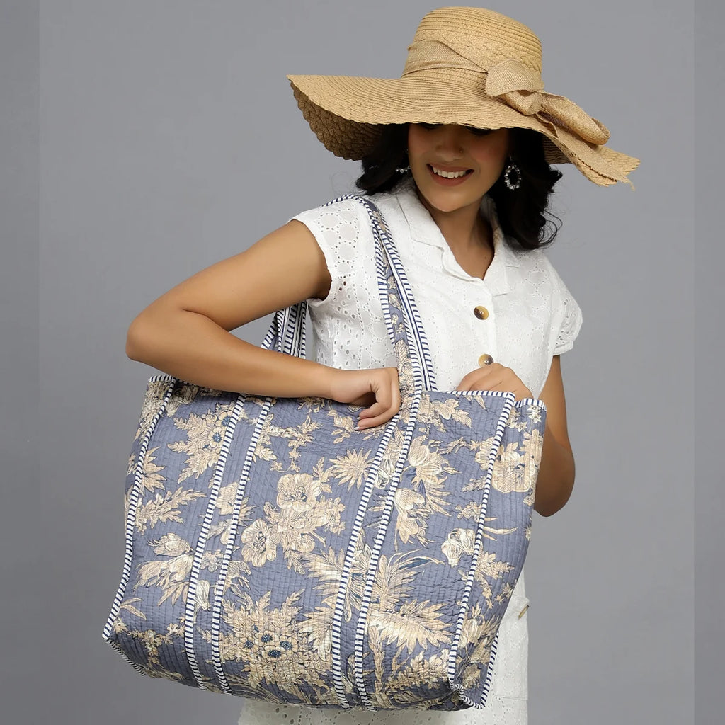 Men & Women Blue Beige Grocery Bags