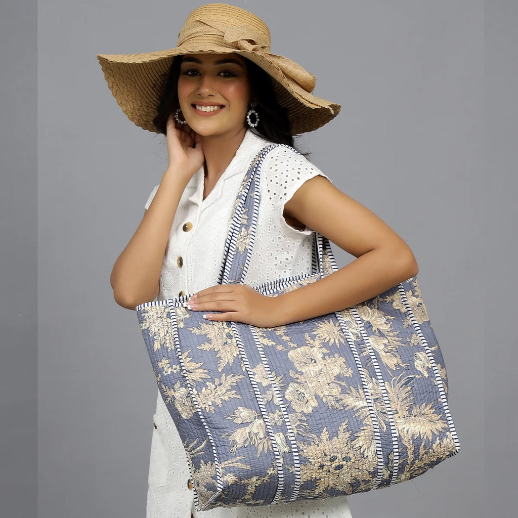 Men & Women Blue Beige Grocery Bags