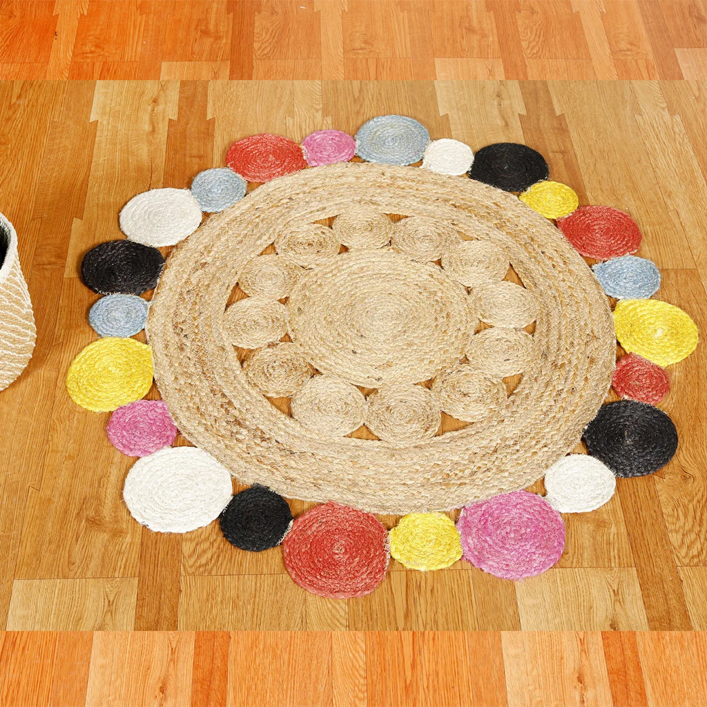 Multi Color Braided Jute Rug