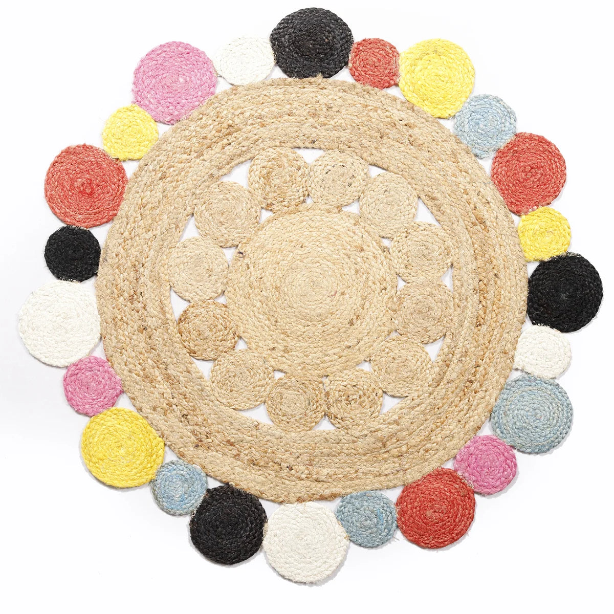 Multi Color Braided Jute Rug