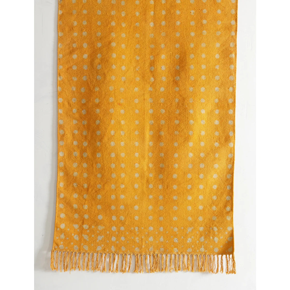Block Printed Mustard Polka Dot Rug
