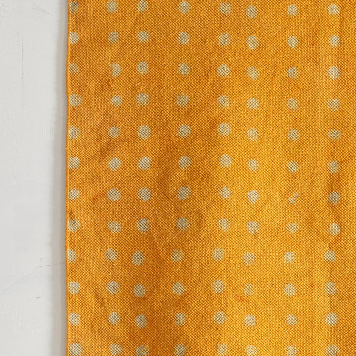 Block Printed Mustard Polka Dot Rug