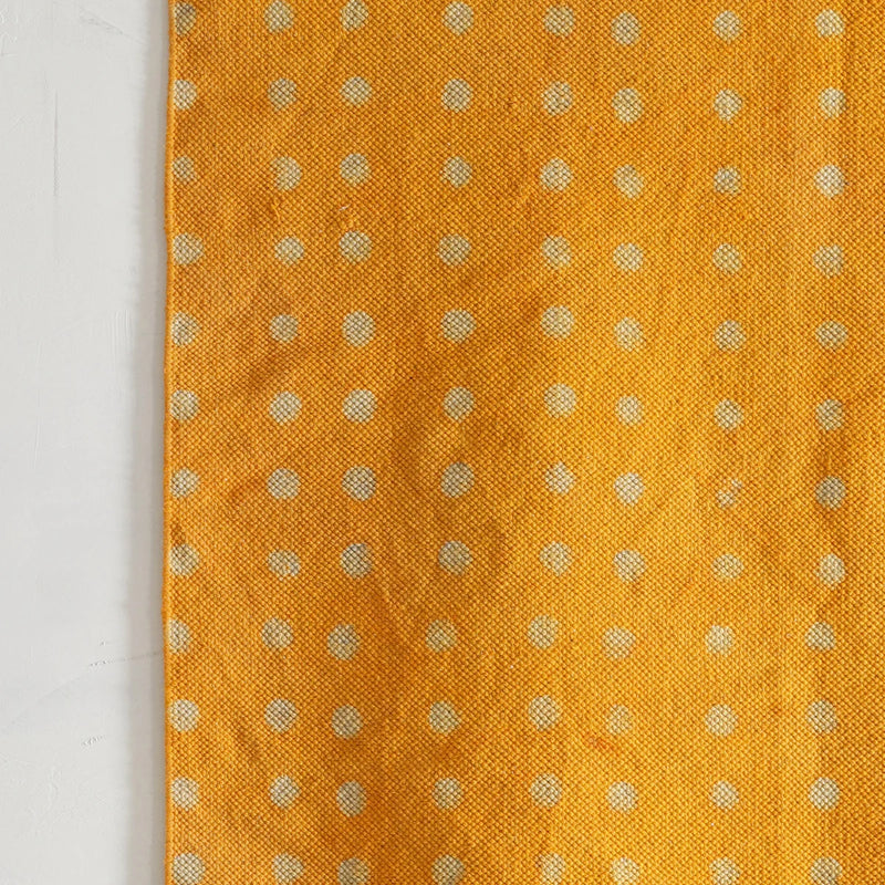 Block Printed Mustard Polka Dot Rug