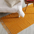 Block Printed Mustard Polka Dot Rug