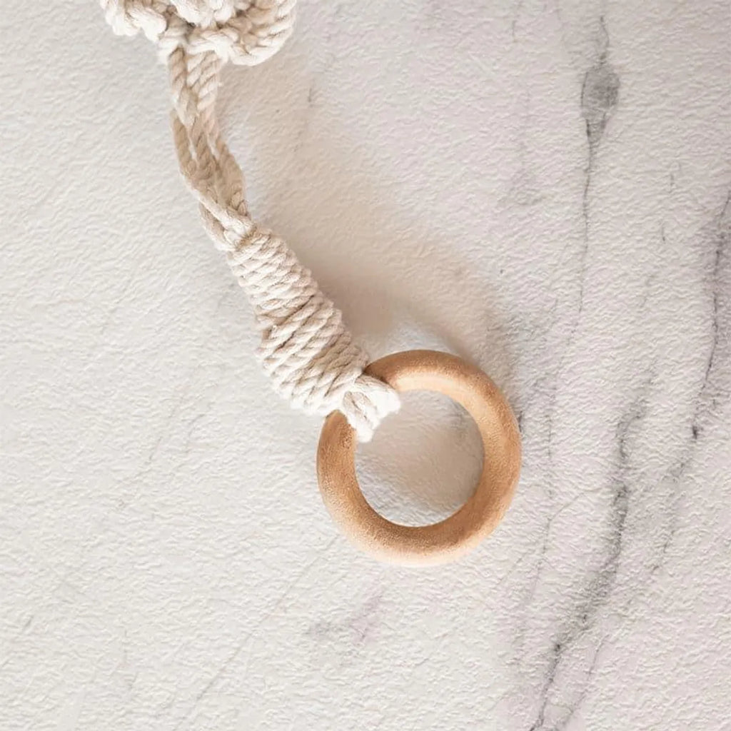 White macrame toy hammock full view