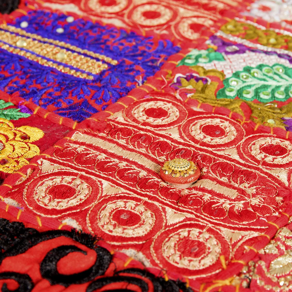 Red Khambadiya Wall Hanging, Decor Embroidered Table Runner