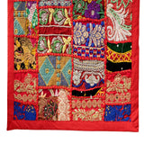 Red Khambadiya Wall Hanging, Decor Embroidered Table Runner