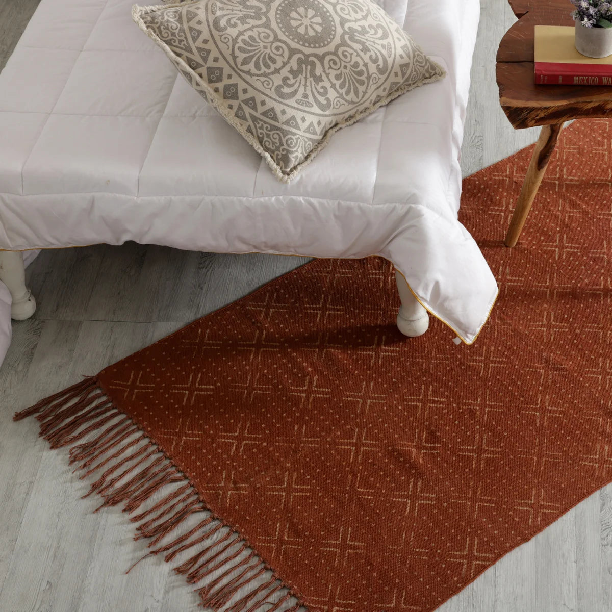 Rust Block Printed Rug