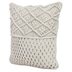 Off-white macrame sofa cushion cover side view