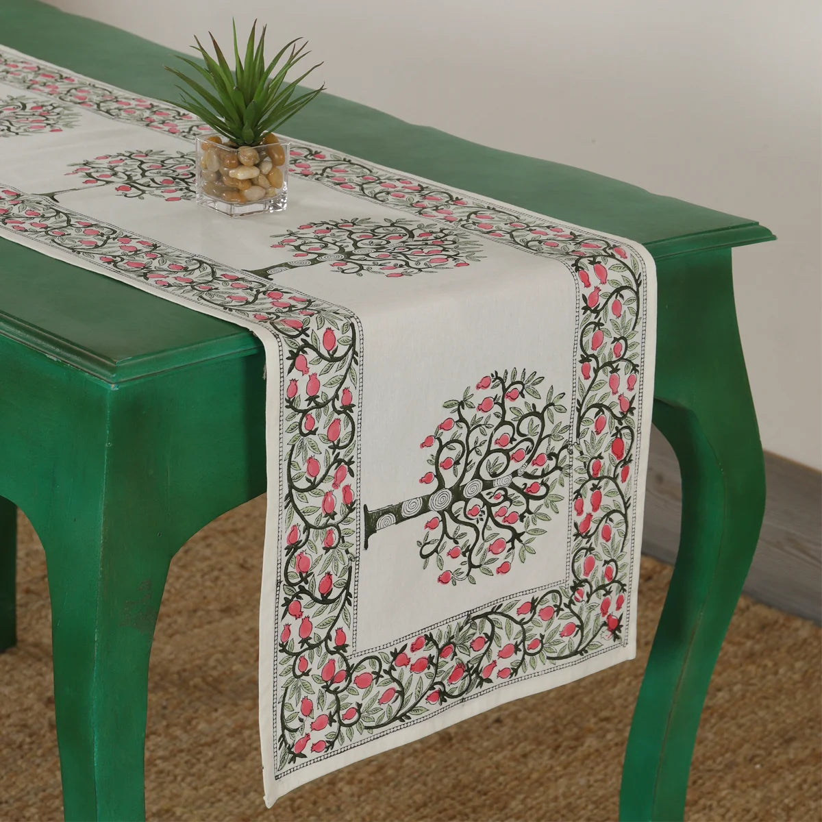 Tree Printed Cotton Table Runner Home Party Decor