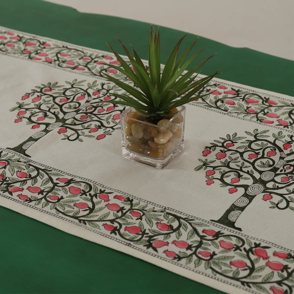 Tree Printed Cotton Table Runner Home Party Decor