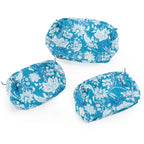 Turquoise Floral Cotton Bohemian Travel Kit Cosmetic Bag