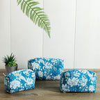 Turquoise Floral Cotton Bohemian Travel Kit Cosmetic Bag