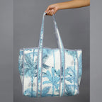 Turquoise Palm Tree Grocery Handbag