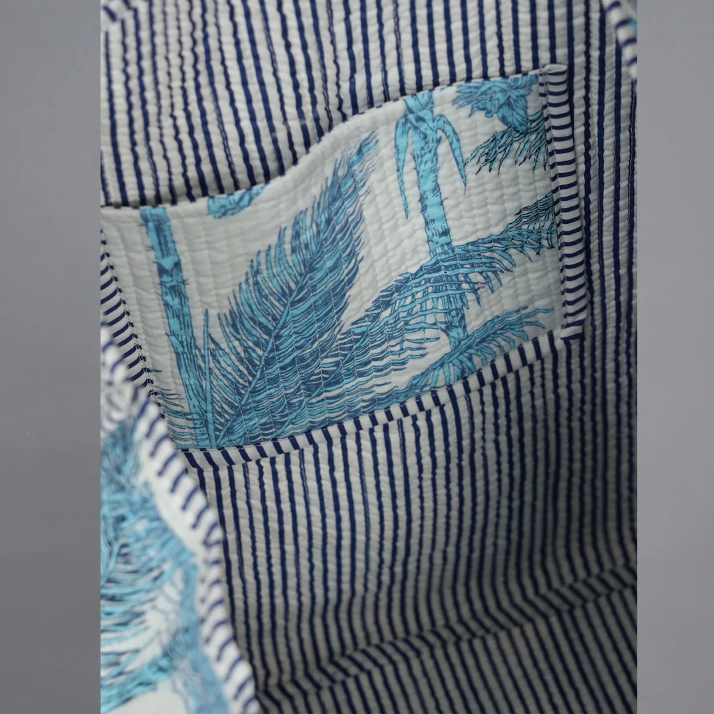 Turquoise Palm Tree Grocery Handbag
