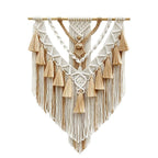 Boho Macrame Beautiful Wall Tapestry in Beige - styled on white wall