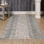 Floral Printed Traditional Floor Mat White Rug